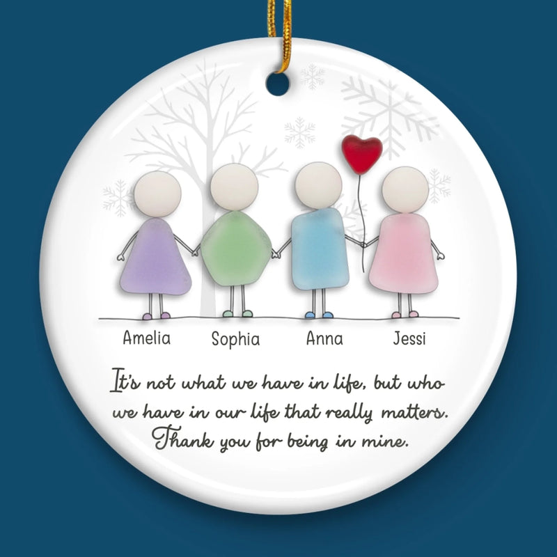 Custom Sea Glass Ceramic Ornament - Personalized Best Friend Christmas Birthday Gifts For Women, Besties, Sisters, BFF, Beach Lovers - Tides Of Our Friendship