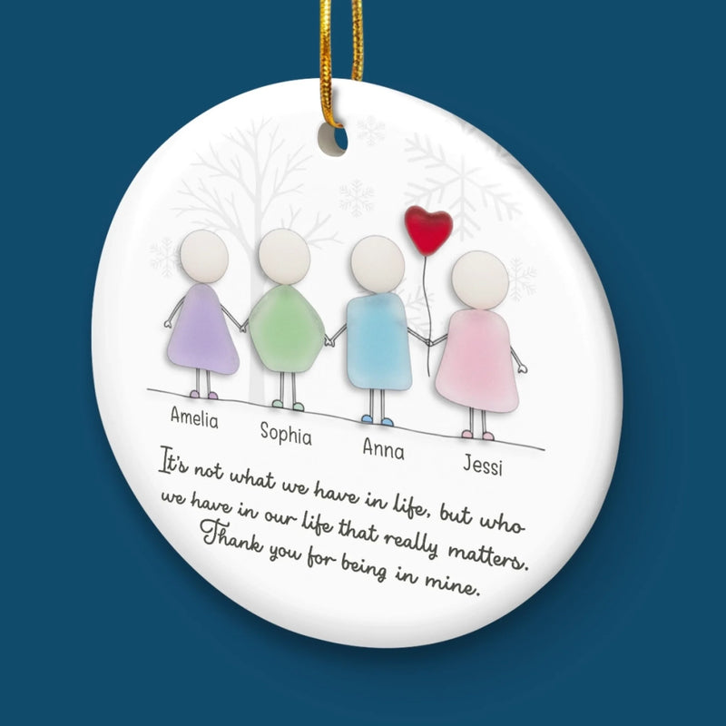 Custom Sea Glass Ceramic Ornament - Personalized Best Friend Christmas Birthday Gifts For Women, Besties, Sisters, BFF, Beach Lovers - Tides Of Our Friendship