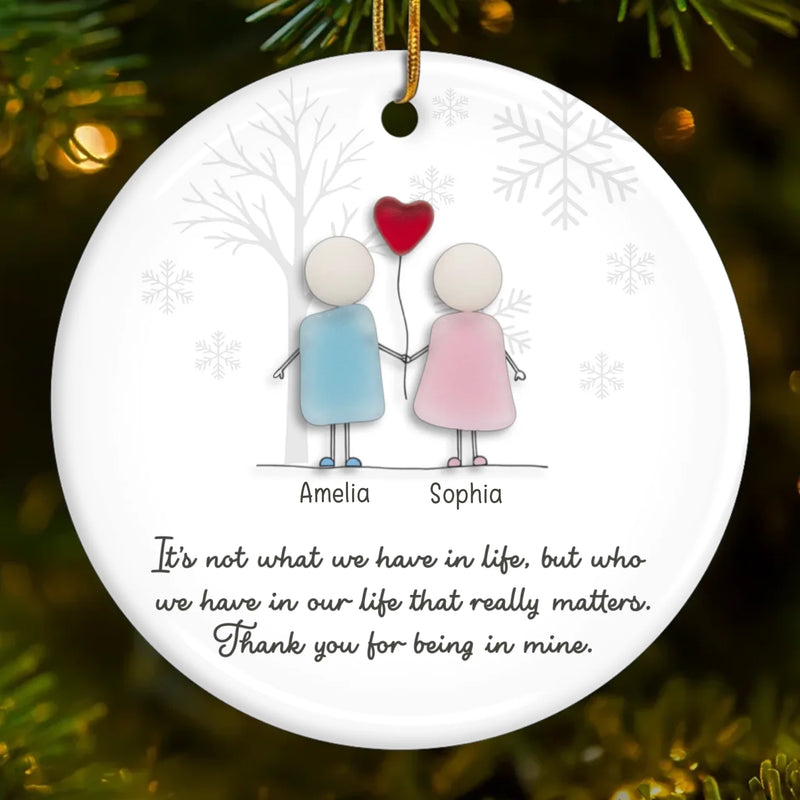 Custom Sea Glass Ceramic Ornament - Personalized Best Friend Christmas Birthday Gifts For Women, Besties, Sisters, BFF, Beach Lovers - Tides Of Our Friendship