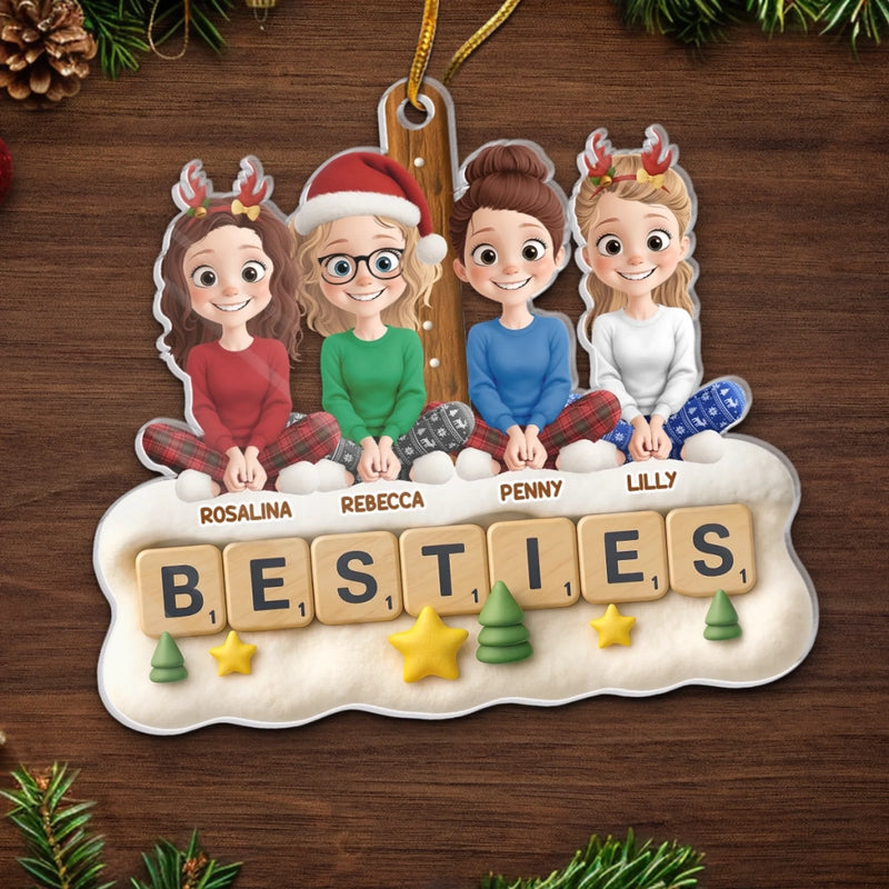 Custom Acrylic Ornament - Personalized Best Friend Christmas Birthday Gifts For Women, Besties, Sisters, BFF - Through Every Storm Still Us