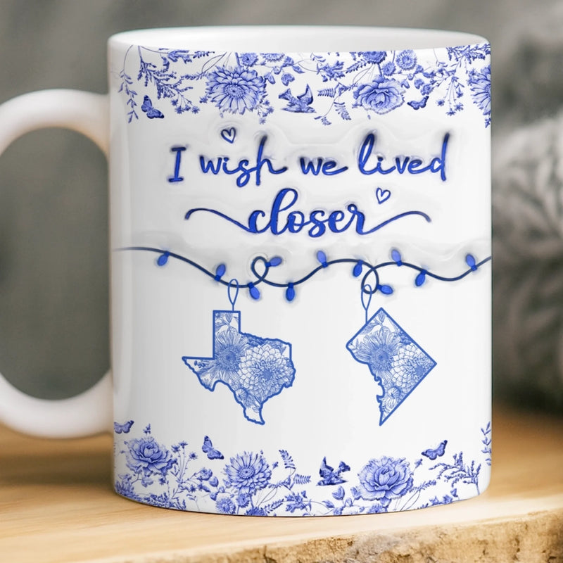 Custom Long Distance Mug - Personalized Best Friend Birthday Gifts For Women, Besties, Sisters, BFF - Our Hearts Bridge Miles