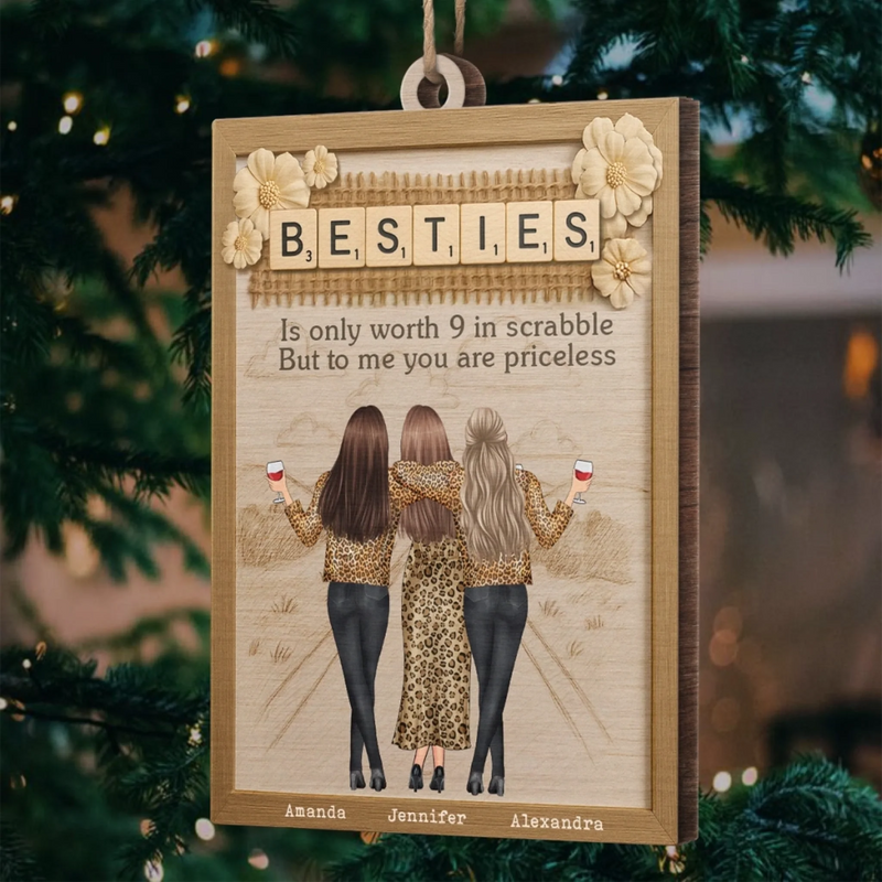 Custom Wood Ornament - Personalized Best Friend Christmas Birthday Gifts For Women, Besties, Sisters, BFF - Your Presence Feels Like Home