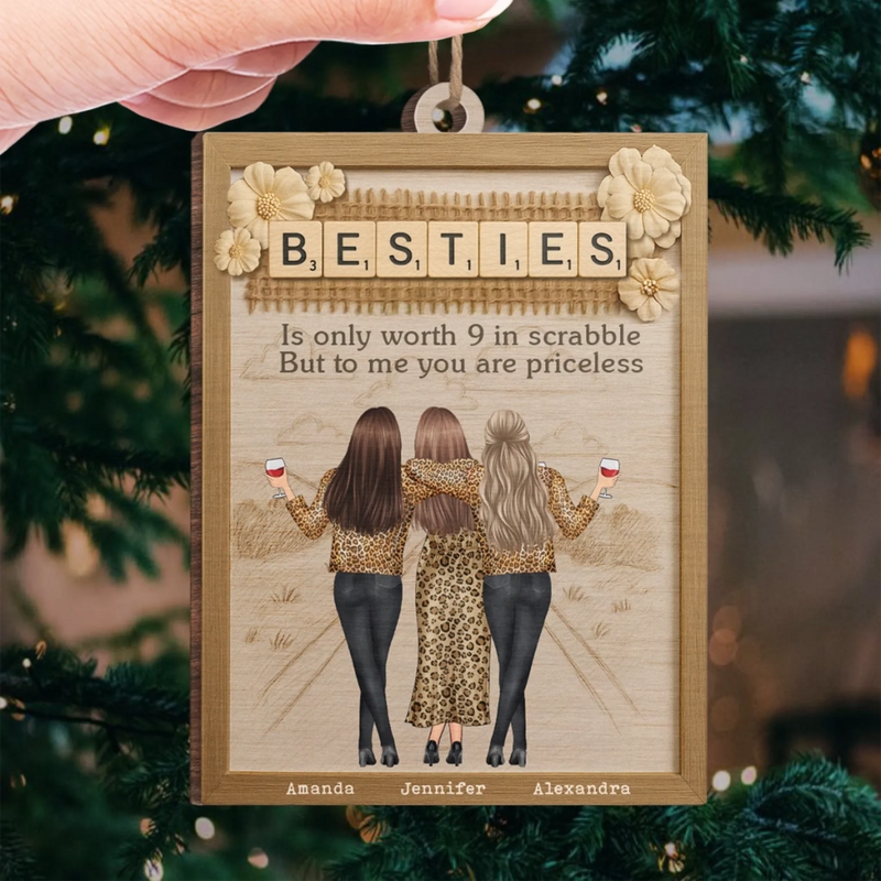Custom Wood Ornament - Personalized Best Friend Christmas Birthday Gifts For Women, Besties, Sisters, BFF - Your Presence Feels Like Home