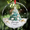 Custom Sea Glass Circle Glass Ornament - Personalized Christmas Birthday Gifts For Mom, Dad, Brother, Sister, Kids, Beach Lovers - Coastal Christmas Magic