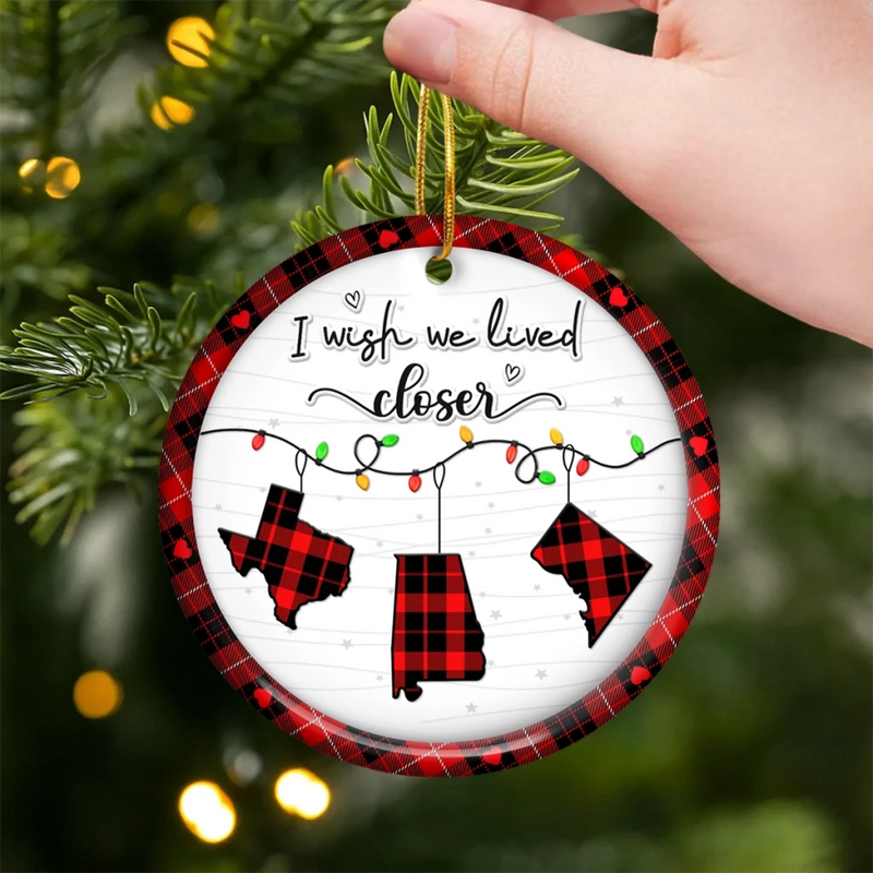 Custom Long Distance Ceramic Ornament - Personalized Best Friend Christmas Birthday Gifts For Women, Besties, Sisters, BFF - Together No Matter Where