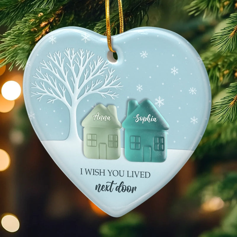 Custom Sea Glass Ceramic Heart Ornament - Personalized Best Friend Christmas Birthday Gifts For Women, Besties, Sisters, BFF - Tumbled Yet Treasured