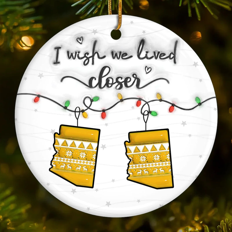 Custom Long Distance Ceramic Ornament - Personalized Best Friend Christmas Birthday Gifts For Women, Besties, Sisters, BFF - Miles Apart Still Connected