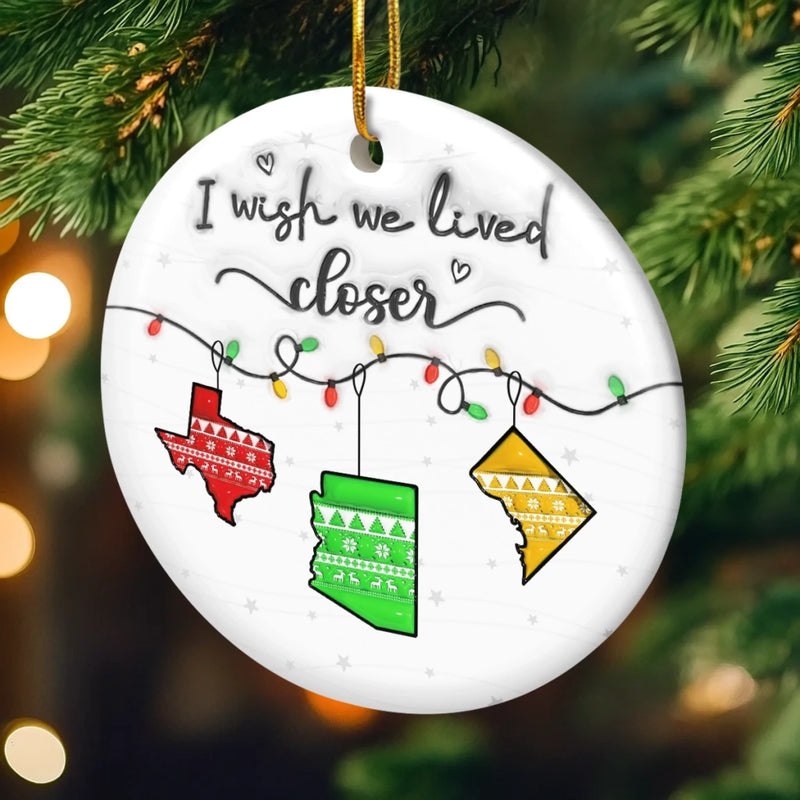 Custom Long Distance Ceramic Ornament - Personalized Best Friend Christmas Birthday Gifts For Women, Besties, Sisters, BFF - Miles Apart Still Connected