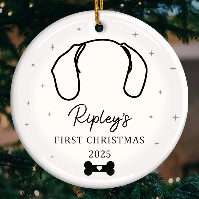 Custom First Christmas Pet Ceramic Ornament - Personalized Christmas Birthday Gifts For Dog Lovers, Cat Lovers, Pet Dad And Mom, New Pet Ornament - Dog Kisses, Christmas Wishes