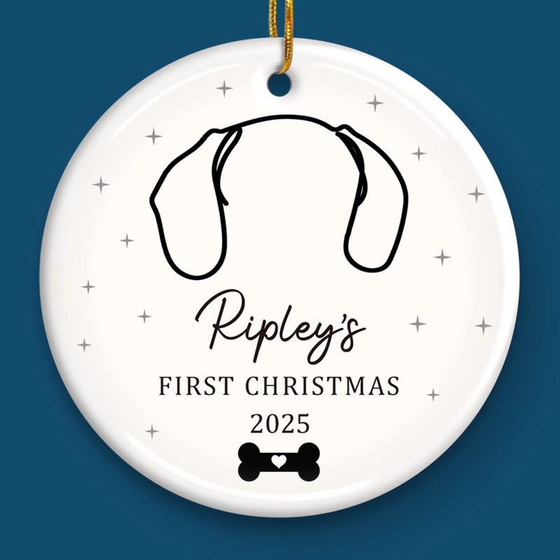 Custom First Christmas Pet Ceramic Ornament - Personalized Christmas Birthday Gifts For Dog Lovers, Cat Lovers, Pet Dad And Mom, New Pet Ornament - Dog Kisses, Christmas Wishes