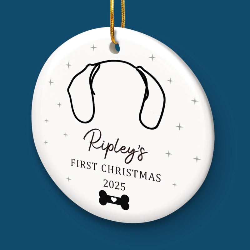 Custom First Christmas Pet Ceramic Ornament - Personalized Christmas Birthday Gifts For Dog Lovers, Cat Lovers, Pet Dad And Mom, New Pet Ornament - Dog Kisses, Christmas Wishes