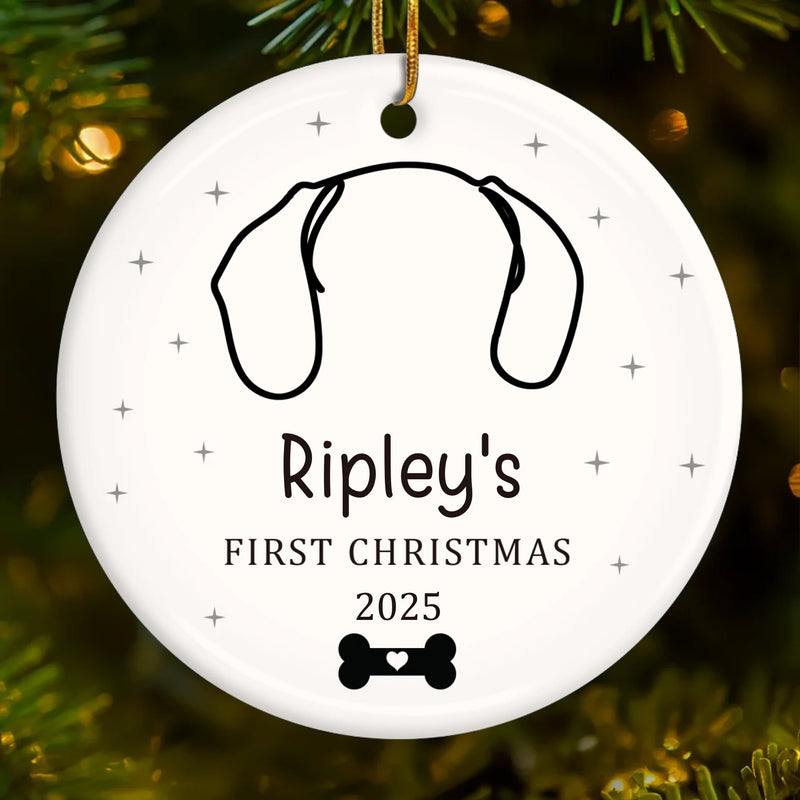Custom First Christmas Pet Ceramic Ornament - Personalized Christmas Birthday Gifts For Dog Lovers, Cat Lovers, Pet Dad And Mom, New Pet Ornament - Dog Kisses, Christmas Wishes
