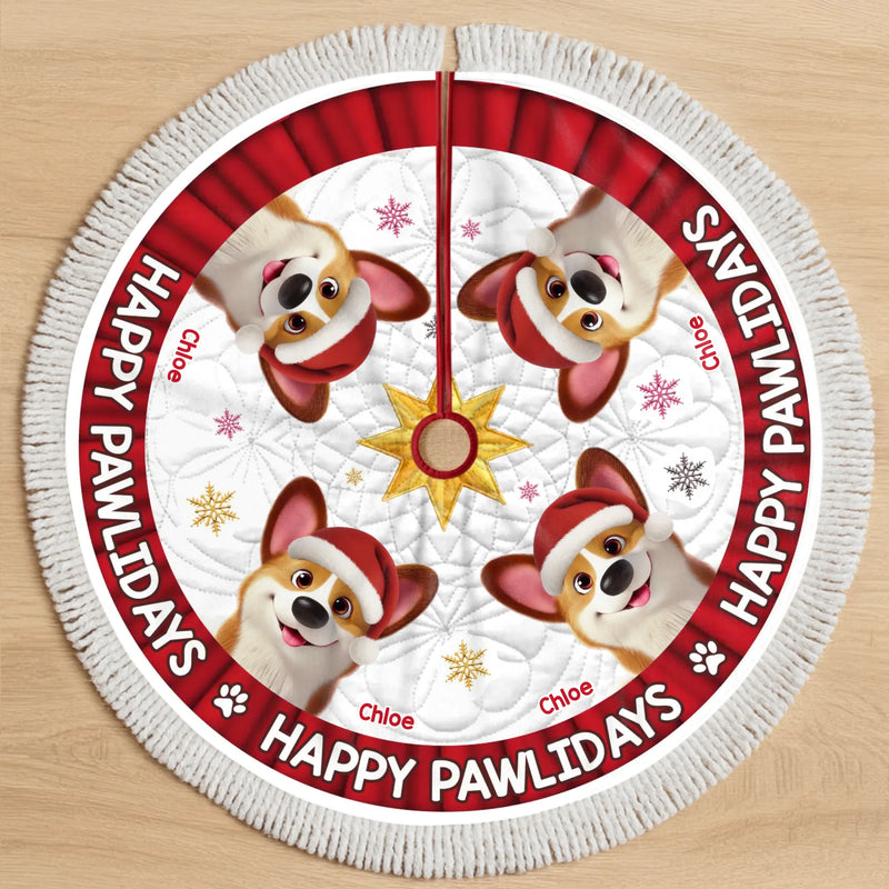 Custom Tree Skirt - Personalized Christmas Birthday Gifts For Dog Cat Lovers, Dog Dad And Mom, Cat Owners - Sleighing The Pawliday Spirit