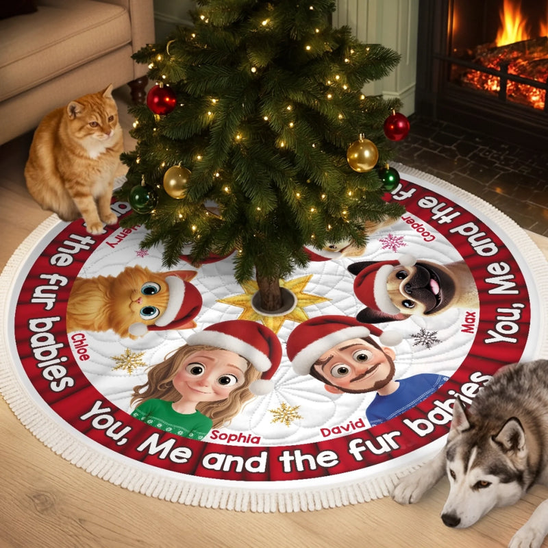 Custom Tree Skirt - Personalized Anniversary Christmas Wedding Gifts For Husband And Wife, Dog Cat Lovers - You, Me And Our Perfectly Pawsome Life