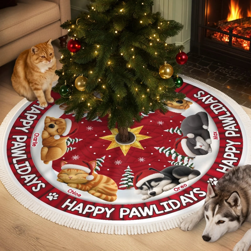 Custom Tree Skirt - Personalized Christmas Birthday Gifts For Dog Cat Lovers, Dog Dad And Mom, Cat Owners - Dreaming Of A Furry Christmas