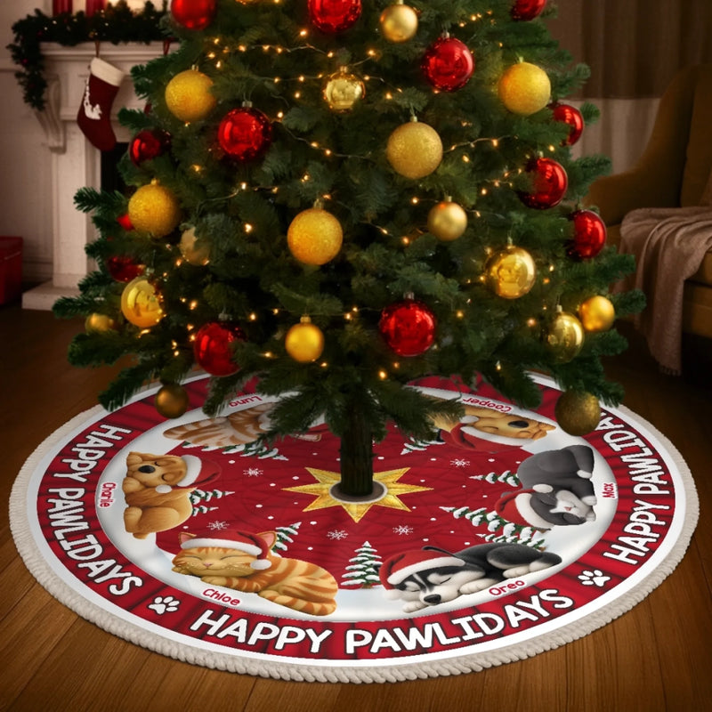 Custom Tree Skirt - Personalized Christmas Birthday Gifts For Dog Cat Lovers, Dog Dad And Mom, Cat Owners - Dreaming Of A Furry Christmas