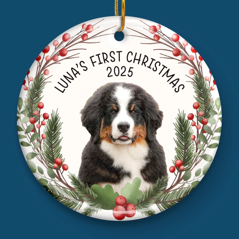 Custom First Christmas Pet Ceramic Ornament - Personalized Christmas Birthday Gifts For Dog Lovers, Cat Lovers, Pet Dad And Mom, New Pet Ornament - Barking Through The Snow
