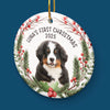 Custom First Christmas Pet Ceramic Ornament - Personalized Christmas Birthday Gifts For Dog Lovers, Cat Lovers, Pet Dad And Mom, New Pet Ornament - Barking Through The Snow