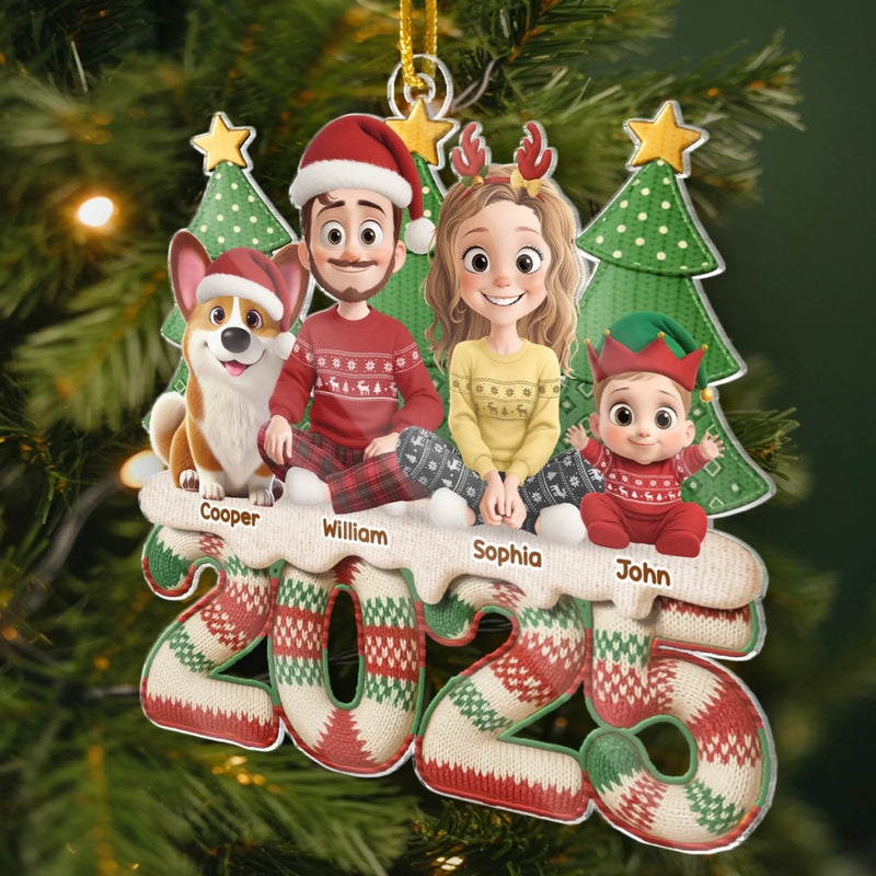 Custom Acrylic Ornament - Personalized Christmas Birthday Gifts For Family, Dog Cat Lovers - A Perfectly Imperfect Family
