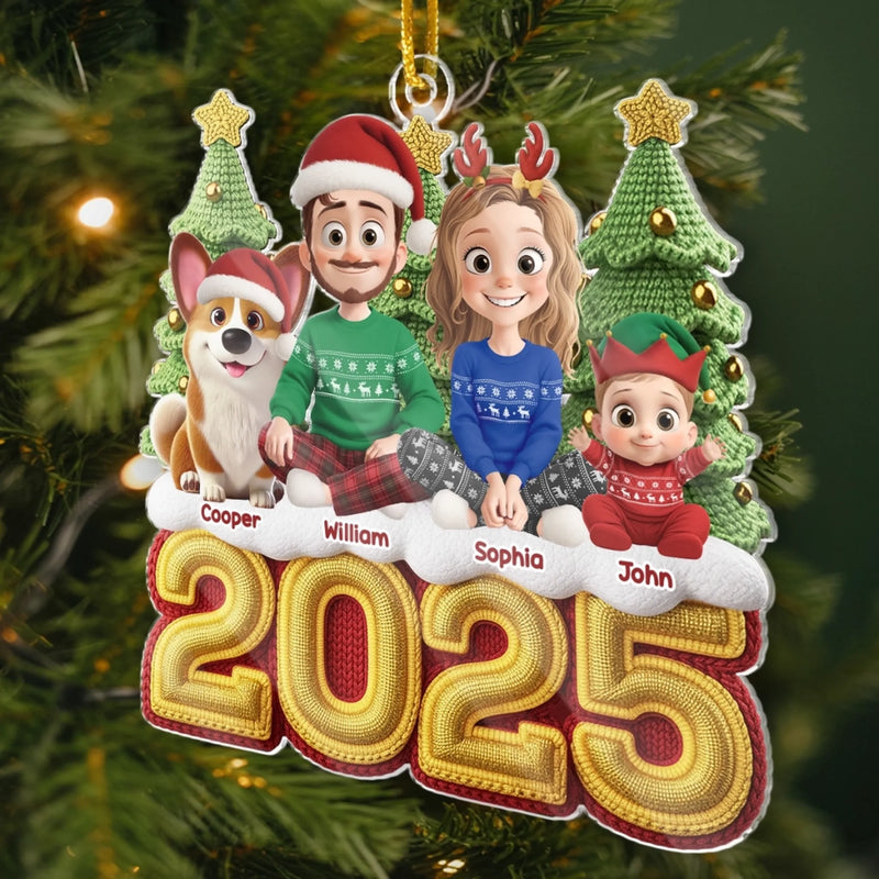 Custom Crochet Acrylic Ornament - Personalized Christmas Birthday Gifts For Family, Dog Cat Lovers - The Golden Year Of Us
