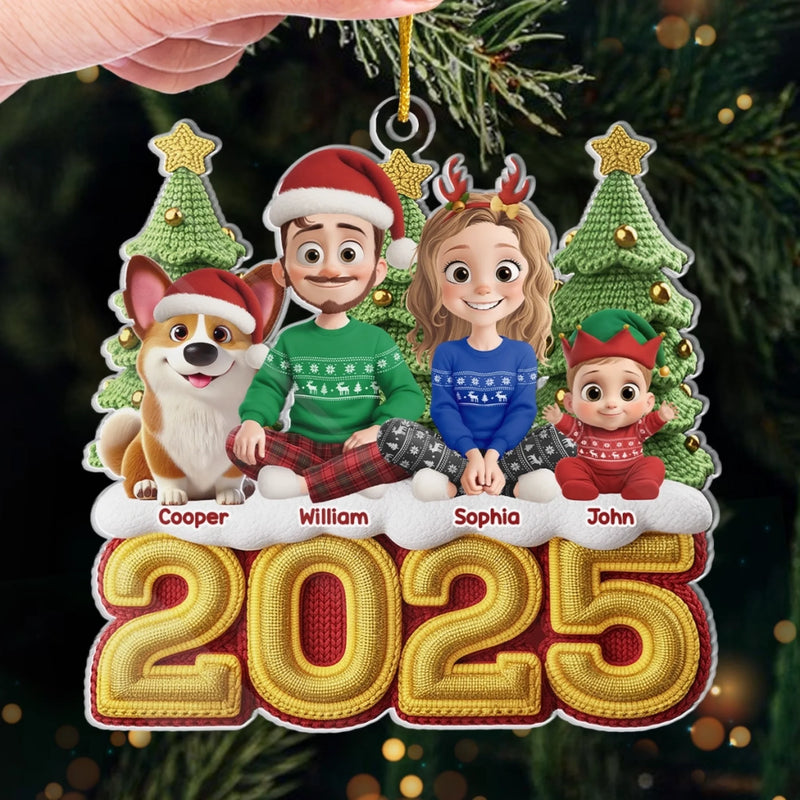 Custom Crochet Acrylic Ornament - Personalized Christmas Birthday Gifts For Family, Dog Cat Lovers - The Golden Year Of Us
