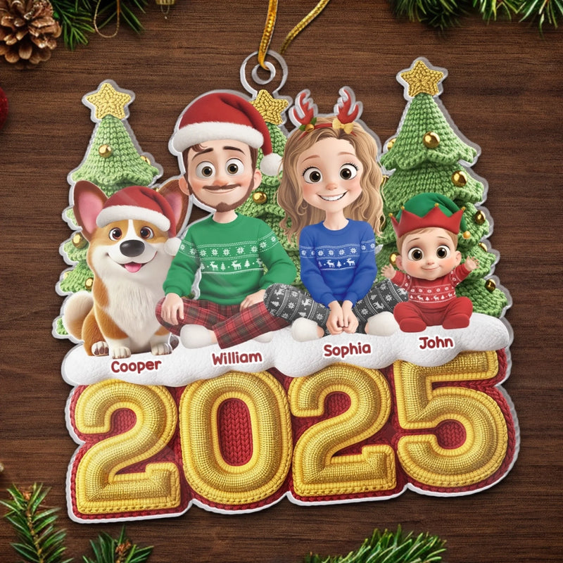 Custom Crochet Acrylic Ornament - Personalized Christmas Birthday Gifts For Family, Dog Cat Lovers - The Golden Year Of Us