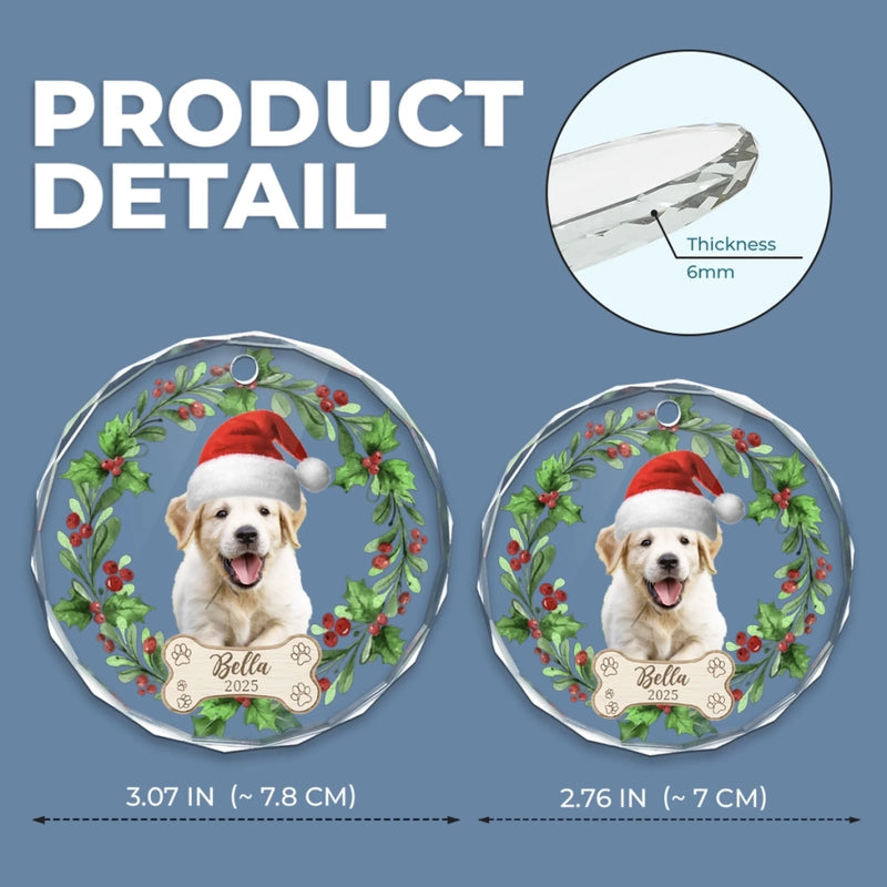 Custom Photo First Christmas Pet Glass Ornament - Personalized Christmas Birthday Gifts For Dog Lovers, Cat Lovers, Pet Dad And Mom, New Pet Ornament - Our Christmas Joy Has Paws
