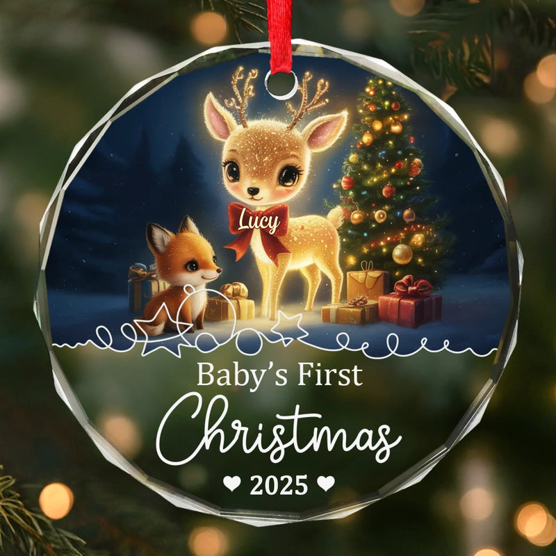 Custom Baby First Christmas Glass Ornament - Personalized Christmas Baby Shower, Gifts For New Moms, New Dads, New Parents - Love In Little Form