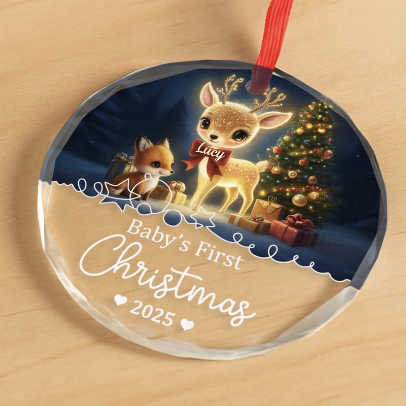 Custom Baby First Christmas Glass Ornament - Personalized Christmas Baby Shower, Gifts For New Moms, New Dads, New Parents - Love In Little Form