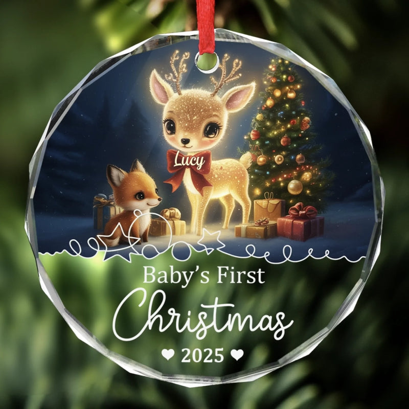 Custom Baby First Christmas Glass Ornament - Personalized Christmas Baby Shower, Gifts For New Moms, New Dads, New Parents - Love In Little Form