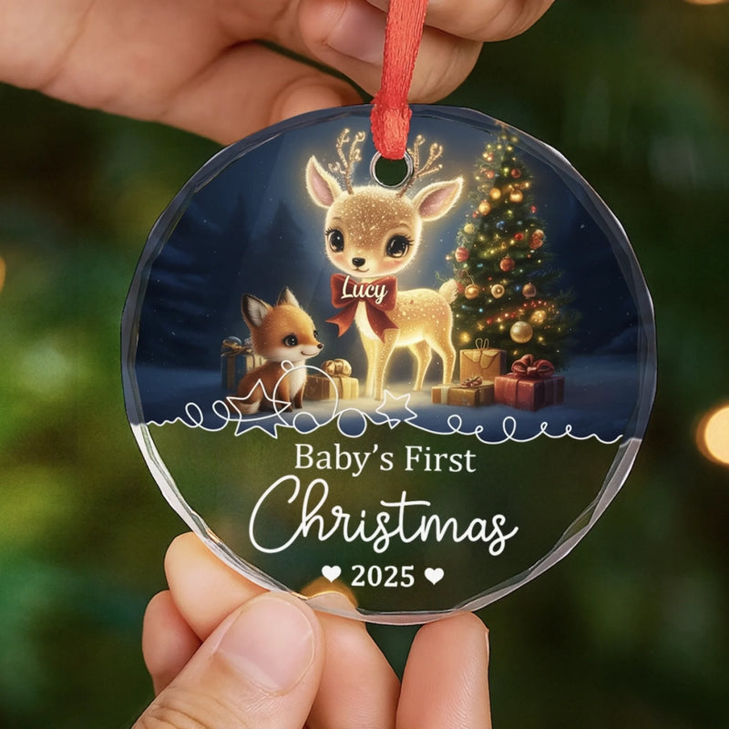 Custom Baby First Christmas Glass Ornament - Personalized Christmas Baby Shower, Gifts For New Moms, New Dads, New Parents - Love In Little Form
