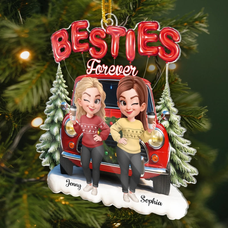 Custom Acrylic Ornament - Personalized Best Friend Christmas Birthday Gifts For Women, Besties, Sisters, BFF - Twinkling Nights Shared With Friends