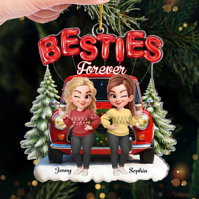 Custom Acrylic Ornament - Personalized Best Friend Christmas Birthday Gifts For Women, Besties, Sisters, BFF - Twinkling Nights Shared With Friends