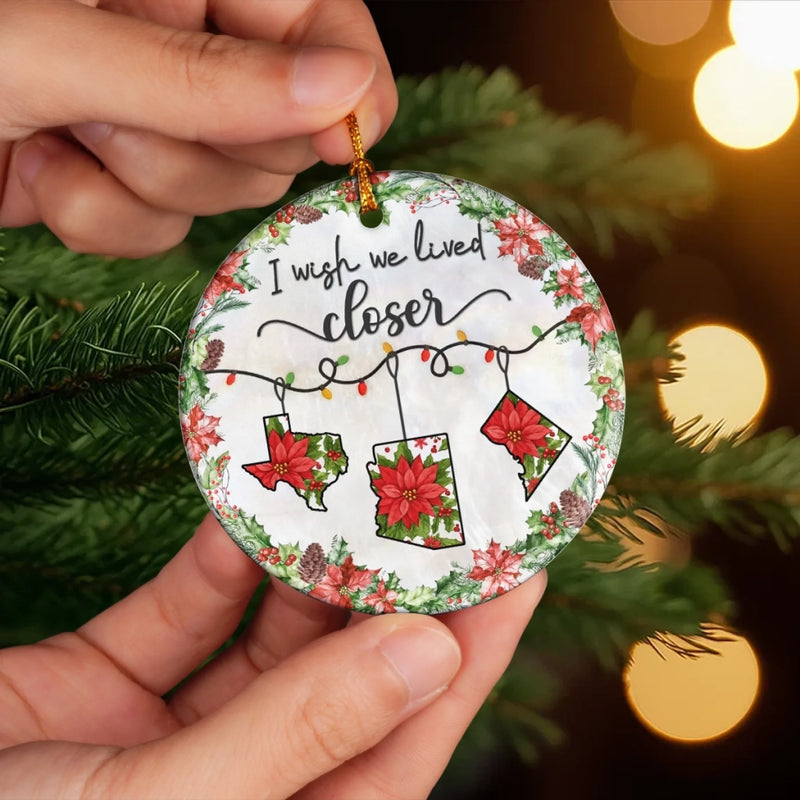 Custom Long Distance Ceramic Ornament - Personalized Best Friend Christmas Birthday Gifts For Women, Besties, Sisters, BFF - Distance Fades Friendship Stays