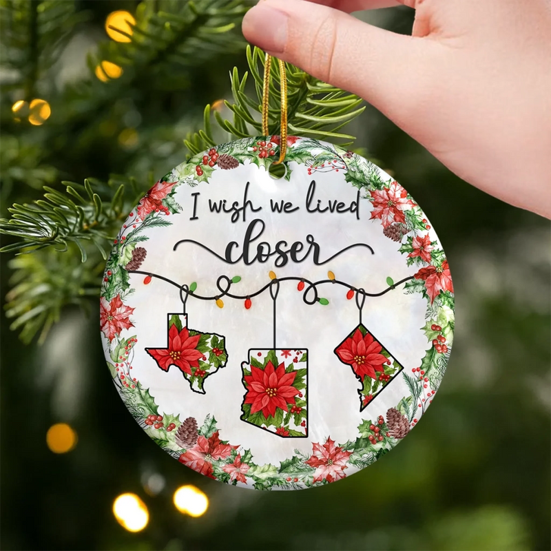 Custom Long Distance Ceramic Ornament - Personalized Best Friend Christmas Birthday Gifts For Women, Besties, Sisters, BFF - Distance Fades Friendship Stays