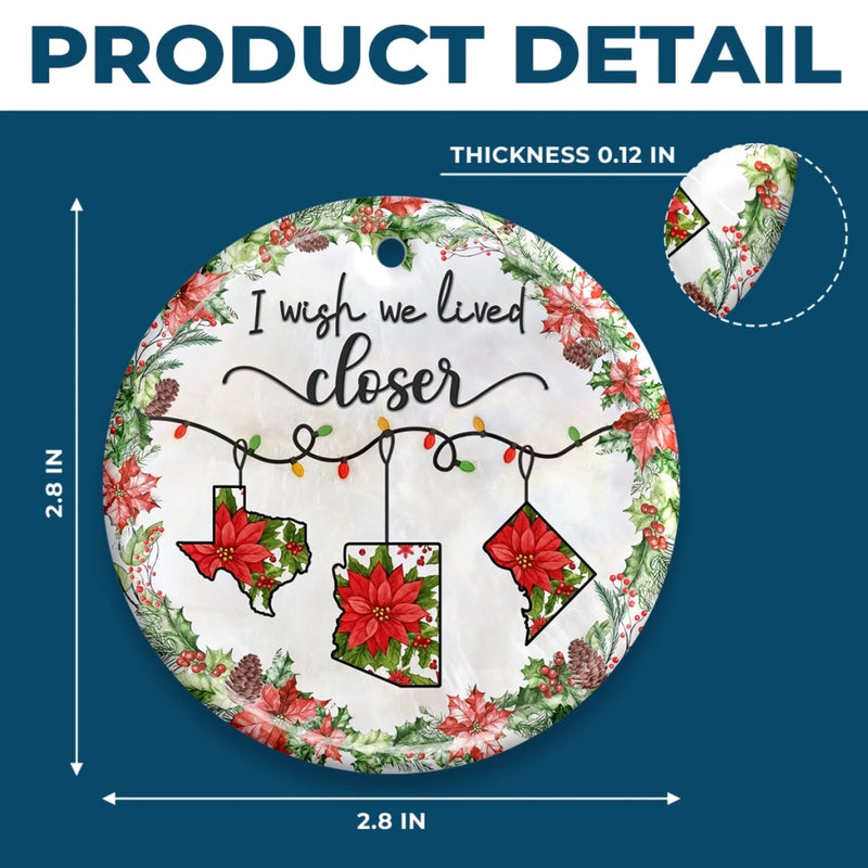 Custom Long Distance Ceramic Ornament - Personalized Best Friend Christmas Birthday Gifts For Women, Besties, Sisters, BFF - Distance Fades Friendship Stays
