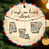 Custom Long Distance Ceramic Ornament - Personalized Best Friend Christmas Birthday Gifts For Women, Besties, Sisters, BFF - Friendship Travels Any Mile