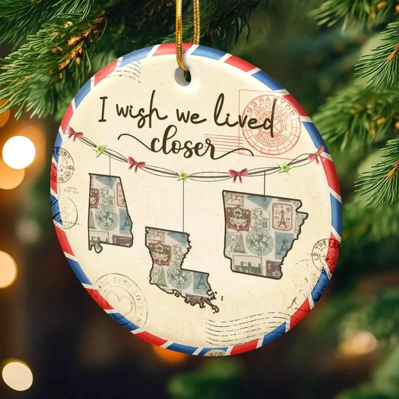 Custom Long Distance Ceramic Ornament - Personalized Best Friend Christmas Birthday Gifts For Women, Besties, Sisters, BFF - Friendship Travels Any Mile