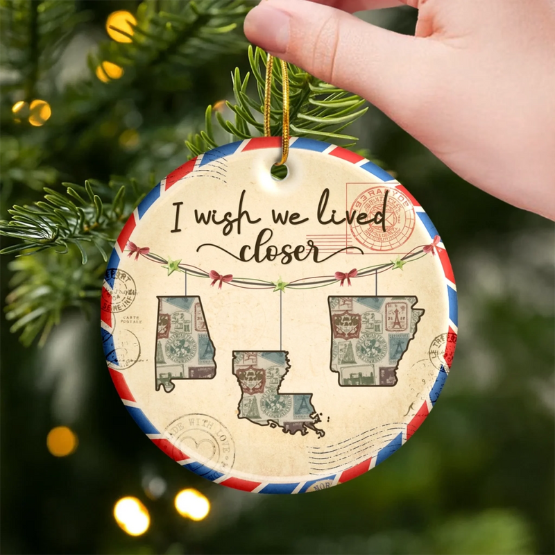 Custom Long Distance Ceramic Ornament - Personalized Best Friend Christmas Birthday Gifts For Women, Besties, Sisters, BFF - Friendship Travels Any Mile