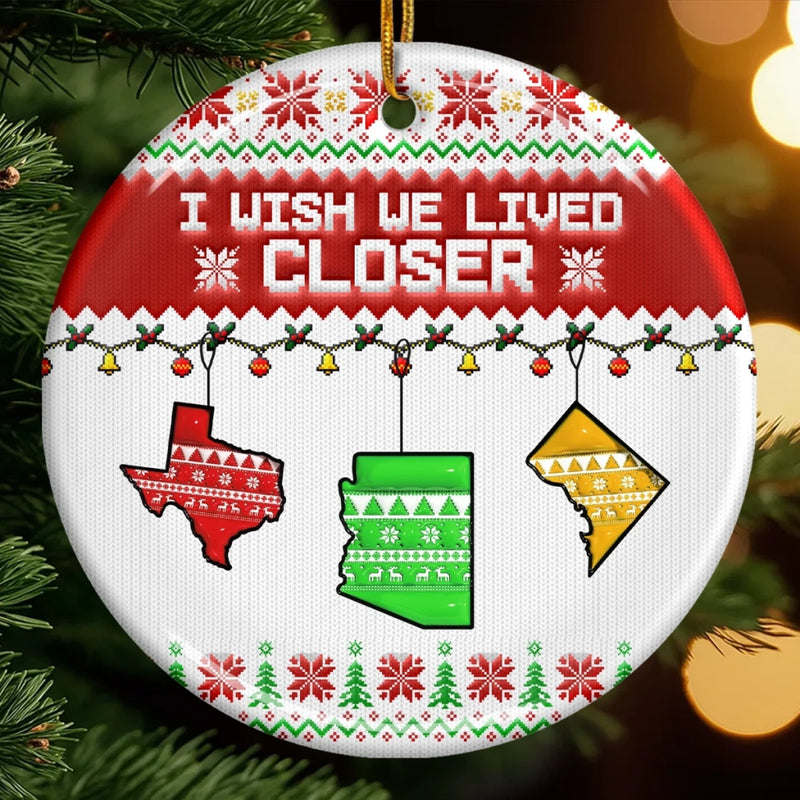 Custom Long Distance Ceramic Ornament - Personalized Best Friend Christmas Birthday Gifts For Women, Besties, Sisters, BFF - Always Close No Matter Miles