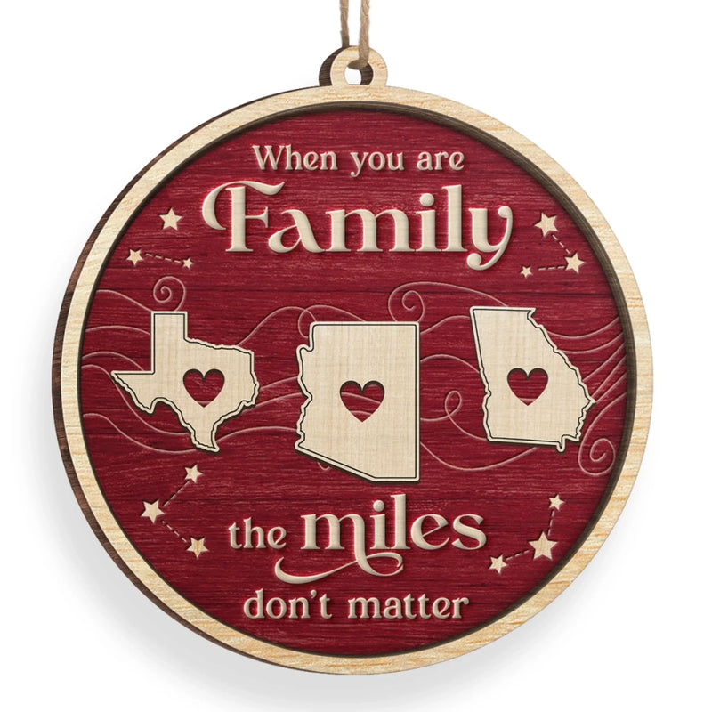 Custom Long Distance Wood Ornament - Personalized Christmas Birthday Gifts For Mom, Dad, Brother, Sister, Kids - Forever Linked, Wherever We Live
