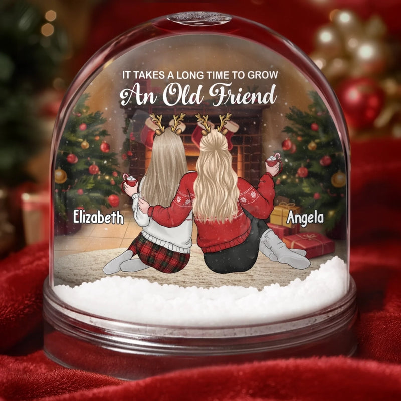 Custom Acrylic Snow Globe - Personalized Best Friend Christmas Birthday Gifts For Women, Besties, Sisters, BFF - Joy Sparkles When We Gather