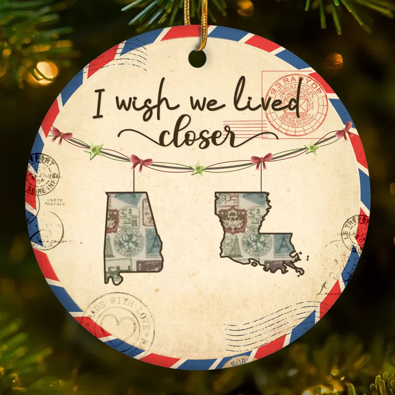 Custom Long Distance Ceramic Ornament - Personalized Best Friend Christmas Birthday Gifts For Women, Besties, Sisters, BFF - Friendship Travels Any Mile