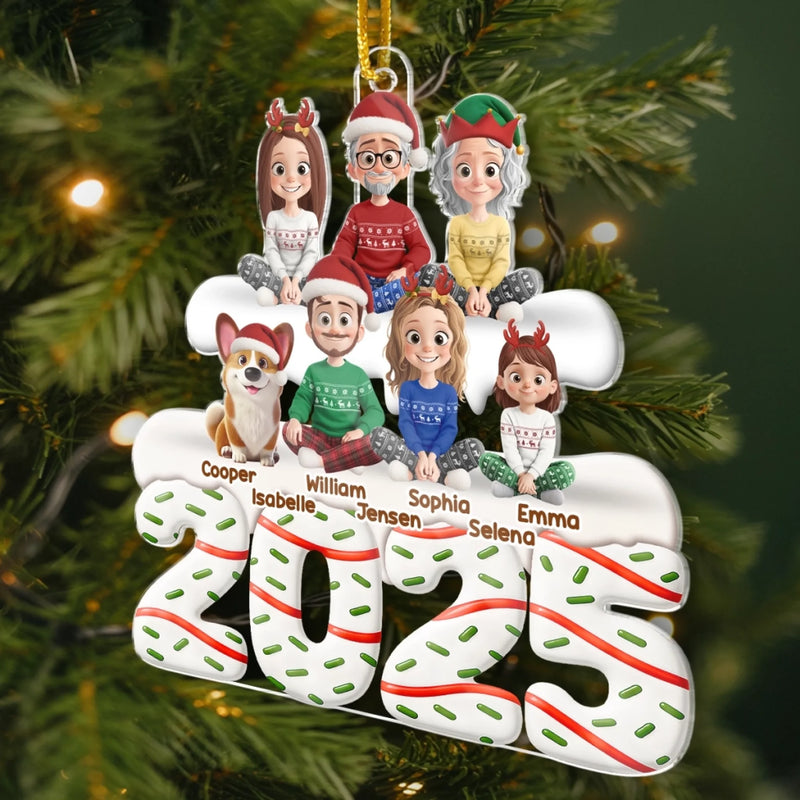 Custom Acrylic Ornament - Personalized Christmas Birthday Gifts For Family, Dog Cat Lovers - Holiday Hearts Family Smiles
