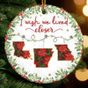 Custom Long Distance Ceramic Ornament - Personalized Best Friend Christmas Birthday Gifts For Women, Besties, Sisters, BFF - No Miles Between Hearts