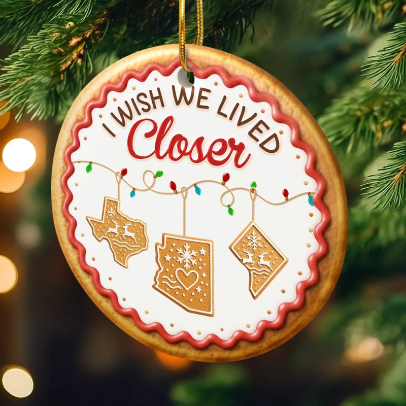Custom Long Distance Ceramic Ornament - Personalized Best Friend Christmas Birthday Gifts For Women, Besties, Sisters, BFF - Distance Cannot Dim Our Spark