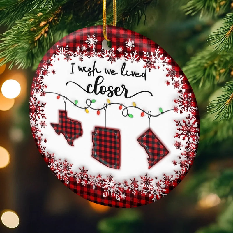 Custom Long Distance Ceramic Ornament - Personalized Best Friend Christmas Birthday Gifts For Women, Besties, Sisters, BFF - Distance Fades Love Remains