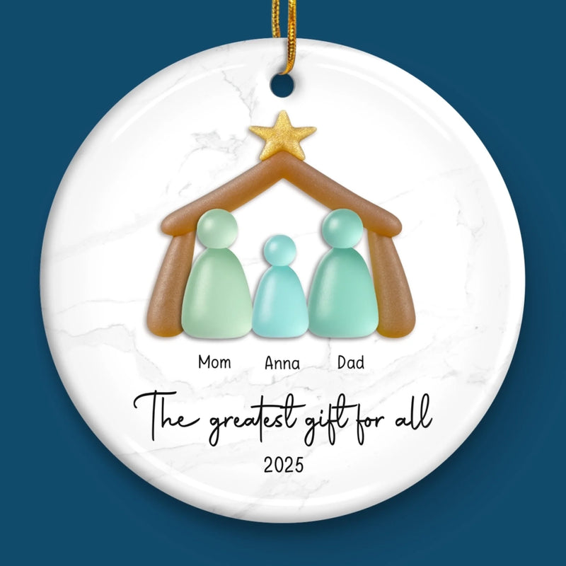 Custom Sea Glass Ceramic Ornament - Personalized Christmas Birthday Gifts For Mom, Dad, Brother, Sister, Kids, Beach Lovers - Family Is My Shore