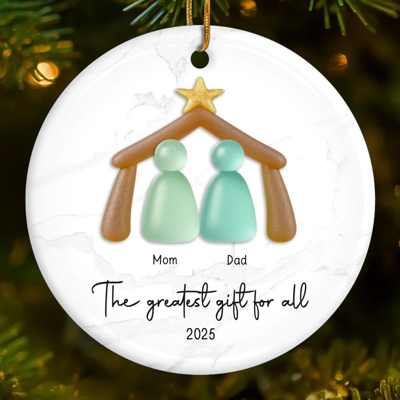 Custom Sea Glass Ceramic Ornament - Personalized Christmas Birthday Gifts For Mom, Dad, Brother, Sister, Kids, Beach Lovers - Family Is My Shore