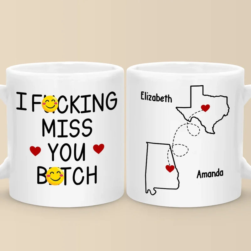 Custom Long Distance Mug - Personalized Best Friend Christmas Birthday Gifts For Women, Besties, Sisters, BFF - Never Too Far To Have Coffee Together